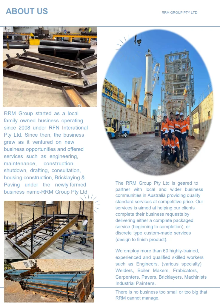 RRM Group about us and project experience flyer
